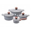 PROMIS Set of pots GRANITE, saucepan 16 cm, pots 20,24,28 brown handles PROMIS Set of pots GRANITE, saucepan 16 cm, pots 20,24,28 brown handles
