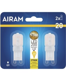 Airam LED bulb dome opal G9 lamp 200 lm 2-pack