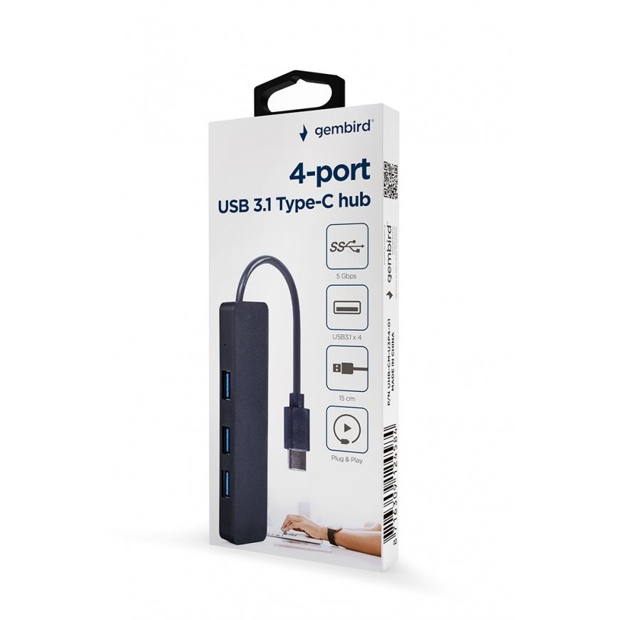 Gembird UHB-CM-U3P4-01 4-port HUB USB 3.1 (Gen 1) Type-C – 3