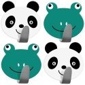 Tatkraft TEAM self-adhesive hooks, 4 pcs (2 pandas and 2 frogs), L5.5xH5.5xD1 cm, strong adhesive la