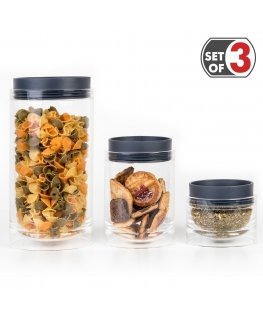 Wonder Worker Hit Acrylic Canister Set of 3 Stackable Airtight Storage Jars 1250/450/150 ml
