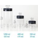 Wonder Worker Hit Acrylic Canister Set of 3 Stackable Airtight Storage Jars 1250/450/150 ml