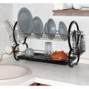 art moon Desert Large Chrome Plated Steel 2-Tier Dish Drainer with Mugs and Cutlery Holder art moon Desert Large Chrome Plated Steel 2-Tier Dish Drainer with Mugs and Cutlery Holder