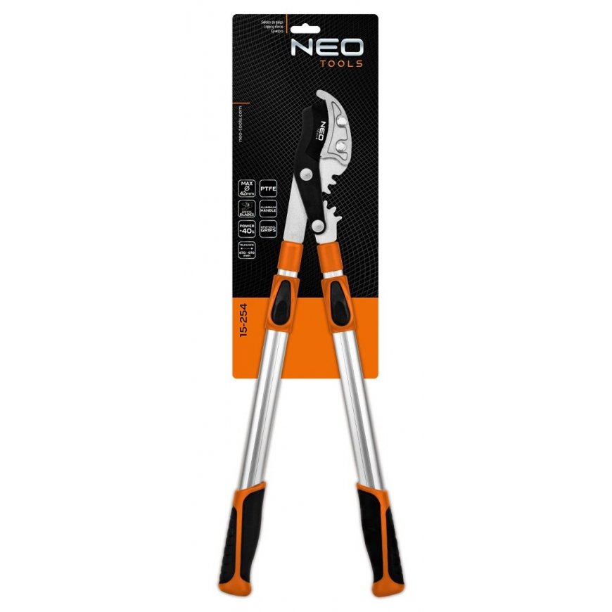 NEO Priekalų žirklės šakoms 670 mm, diapazonas iki 42 mm, pavara padidina spaudimo jėgą 40%, – 9