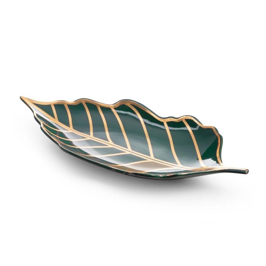 Eurofirany LIMITED COLLECTION LILI3 Decorative leaf-shaped plate, 41 X 19 X 5 cm, color: turquoise,