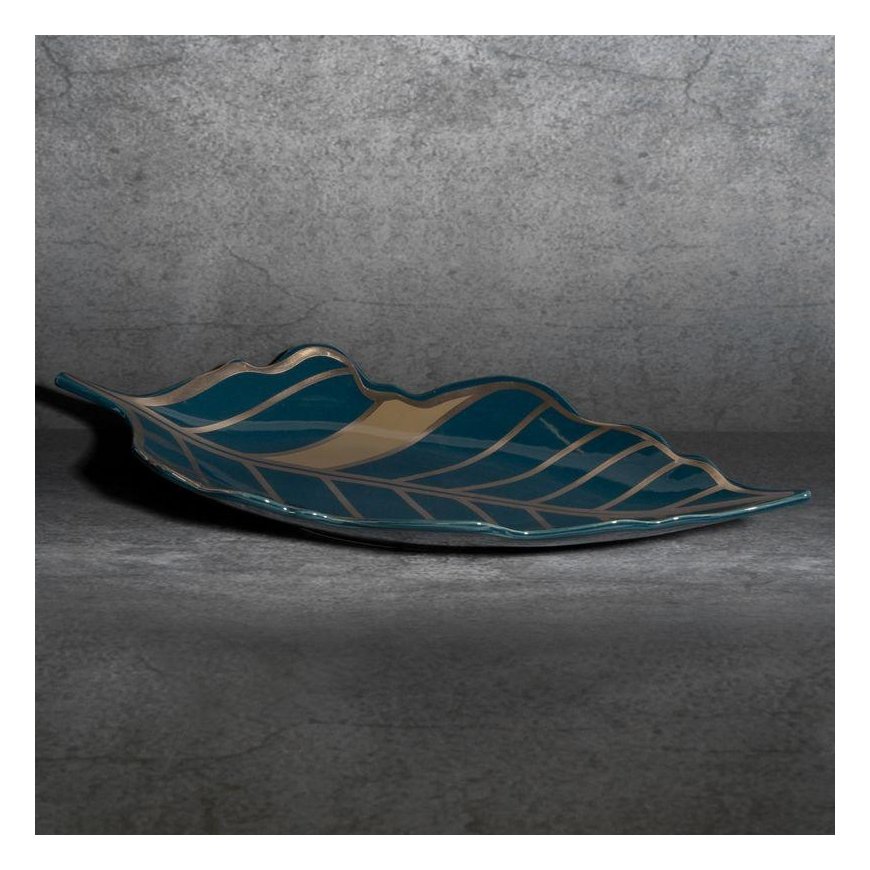 Eurofirany LIMITED COLLECTION LILI3 Decorative leaf-shaped plate, 41 X 19 X 5 cm, color: turquoise, – 3