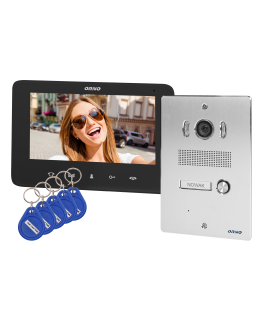 Orno Hands-free video intercom kit, color, LCD 7 inch, with proximity key fob reader, in-ground intercom, INDI P