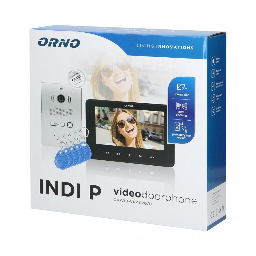 Orno Hands-free video intercom kit, color, LCD 7 inch, with proximity key fob reader, in-ground inte – 3