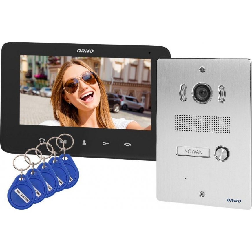 Orno Hands-free video intercom kit, color, LCD 7 inch, with proximity key fob reader, in-ground inte – 14