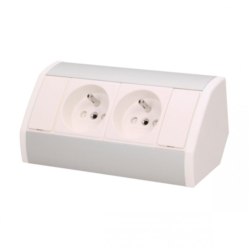 Orno Baldų lizdas 2x2P + Z, baltas ir sidabrinis – 2