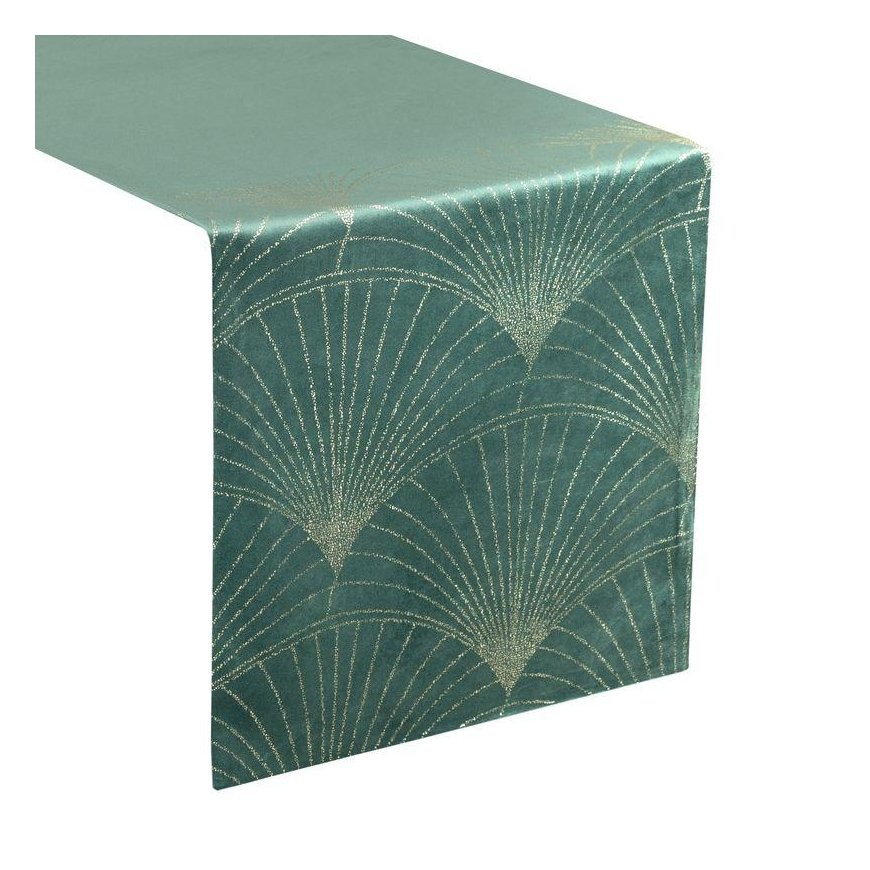 Eurofirany BLINK / 14 Velvet table runner with a large art deco fan pattern, 35X180 cm, color: dark – 3