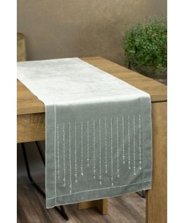 Bedding set Eurofirany ROYAL / 3 Velvet table runner with rhinestones, 35X220 cm, color: silver