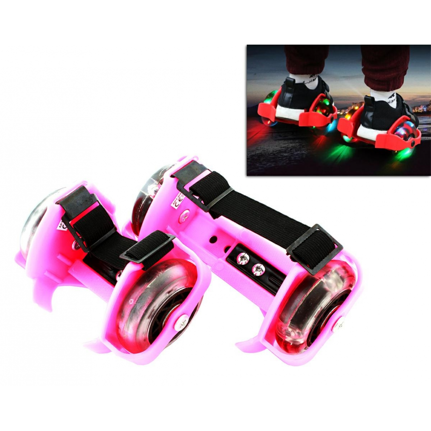 Goodbuy vaikiški riedučiai su 3 LED lemputėmis, 7 cm skersmens rožinė – 2