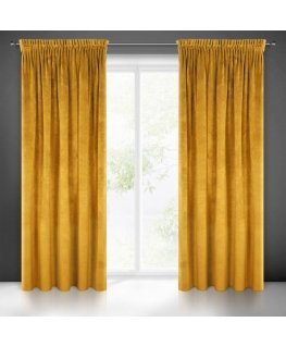 Naktinė užuolaida iš minkšto aksomo Eurofirany DIVA LINE RIA 140X270 cm, juosta/ tunelis/ kabliukai, 300 g/m2, spalva: garstyčių