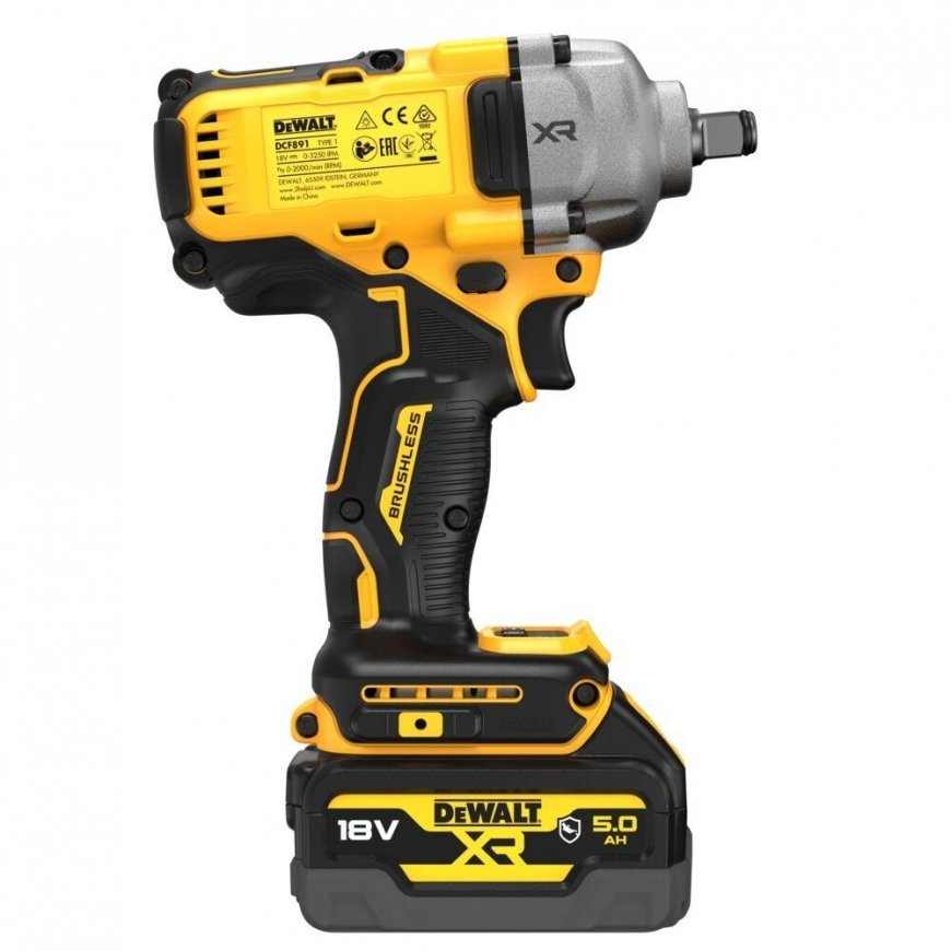 DeWalt Battery Wrench 1/2 ", 812Nm, XR 18V, DeWalt [DCF891P2T-QW] Li-Ion, 2x5.0Ah – 5