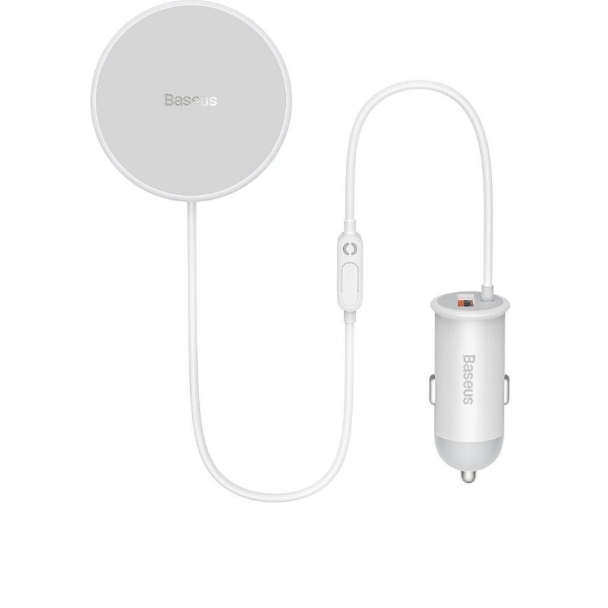 Baseus wireless car charger with MagSafe 15W holder for air vent + USB-A 25W baltas (CW01)