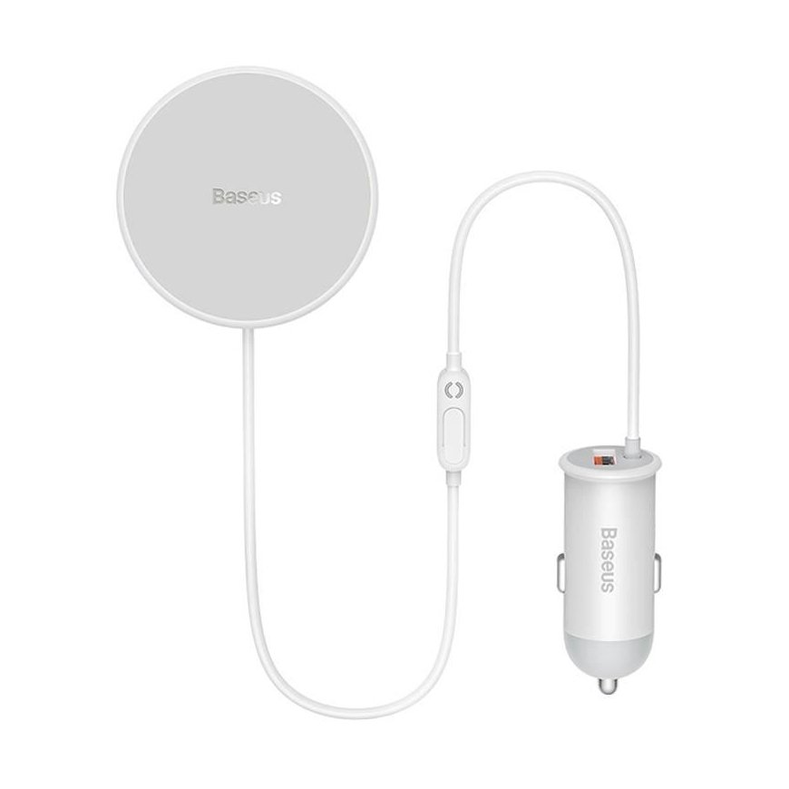 Baseus wireless car charger with MagSafe 15W holder for air vent + USB-A 25W baltas (CW01) – 2