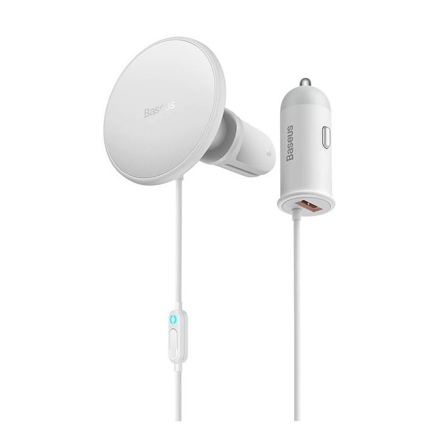 Baseus wireless car charger with MagSafe 15W holder for air vent + USB-A 25W white (CW01) – 3