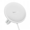 Baseus wireless car charger with MagSafe 15W holder for air vent + USB-A 25W baltas (CW01)