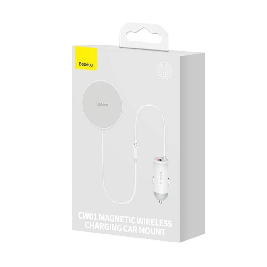 Baseus wireless car charger with MagSafe 15W holder for air vent + USB-A 25W white (CW01) – 8