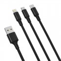 XO 3in1 Cable USB-C / Lightning / Micro 2.4A, 1.2m (Black) XO 3in1 Cable USB-C / Lightning / Micro 2.4A, 1.2m (Black)