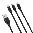 XO 3in1 Cable USB-C / Lightning / Micro 2.4A, 1.2m (Black) XO 3in1 Cable USB-C / Lightning / Micro 2.4A, 1.2m (Black)