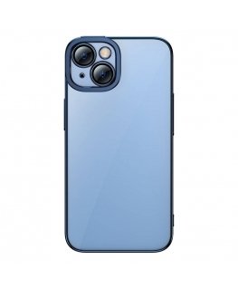 Baseus Glitter Transparent Case and Tempered Glass set for iPhone 14 Plus (blue)