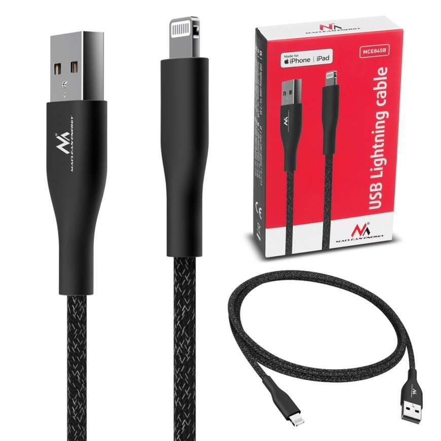 IOS MFi kabeļa uzlādes datu pārsūtīšana ātra uzlāde USB 2.4A melns 1m 5V 2.4A neilons – 2