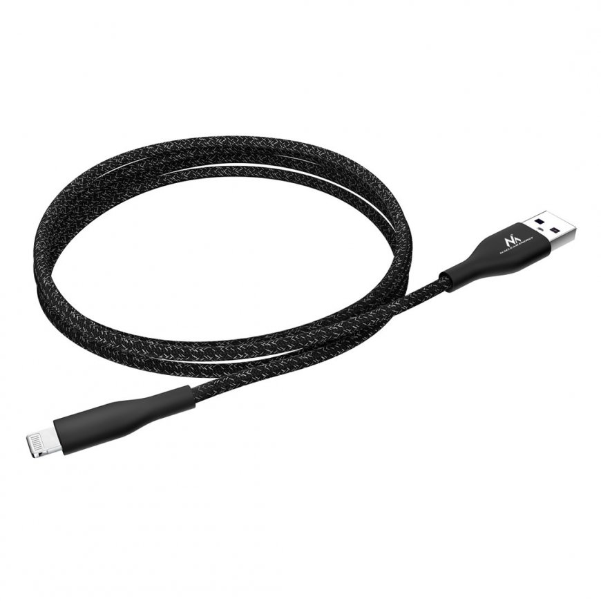 IOS MFi kabeļa uzlādes datu pārsūtīšana ātra uzlāde USB 2.4A melns 1m 5V 2.4A neilons – 3