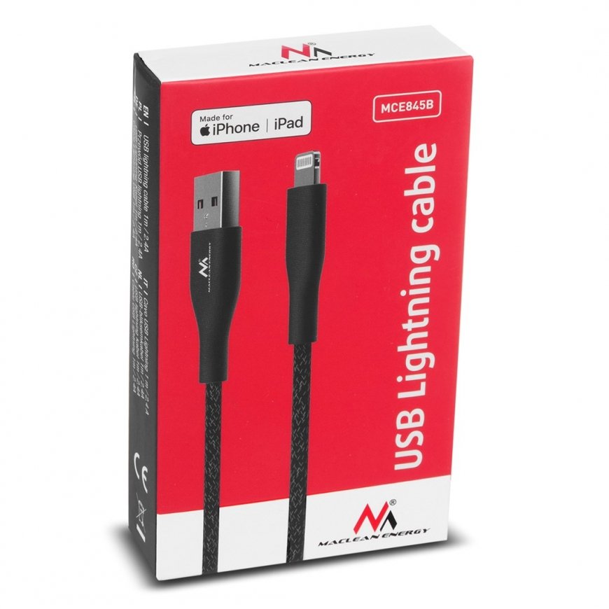 IOS MFi kaabel laadimine andmeedastus kiirlaadimine USB 2.4A must 1m 5V 2.4A nailon – 6