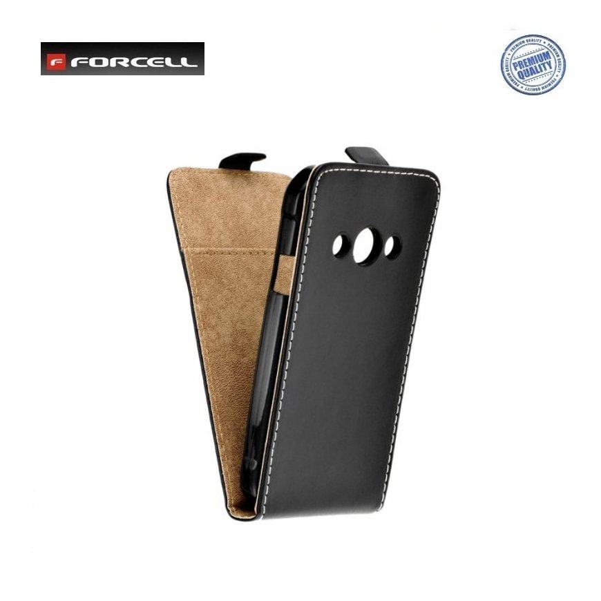 Forcell Flexi Slim Flip Huawei Y6 (2017) vertical case in silicone holder Black