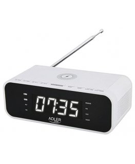 Adler Alarm Clock with Wireless Charger AD 1192W AUX in, Baltas, Alarm function