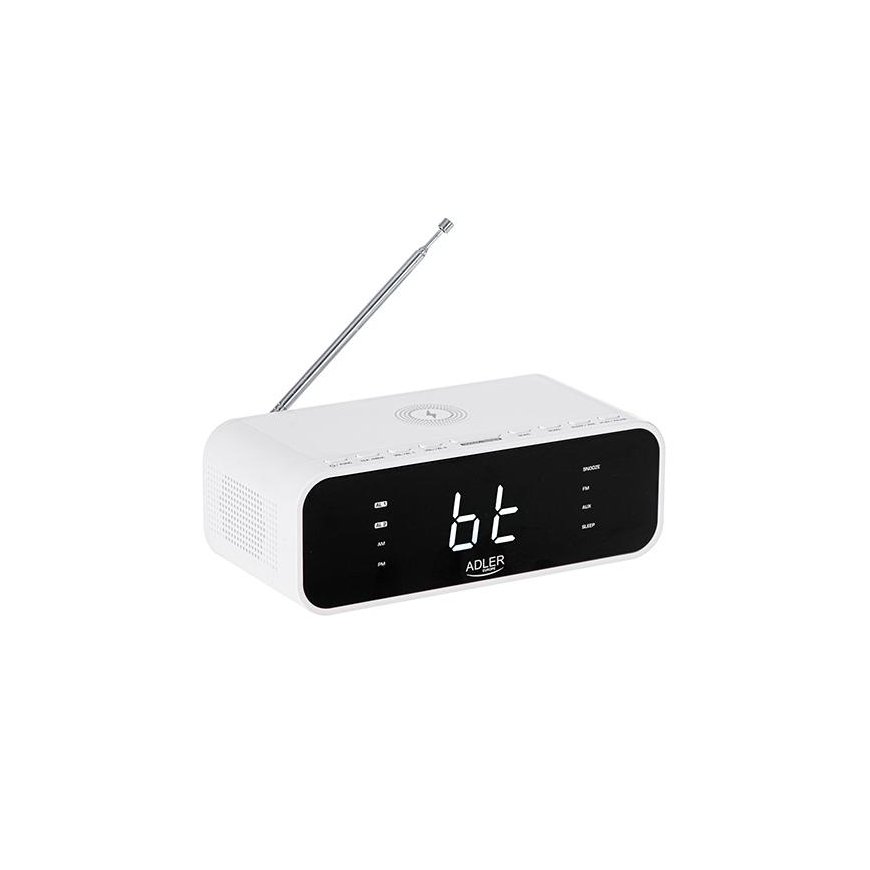 Adler Alarm Clock with Wireless Charger AD 1192W AUX in, Baltas, Alarm function – 3