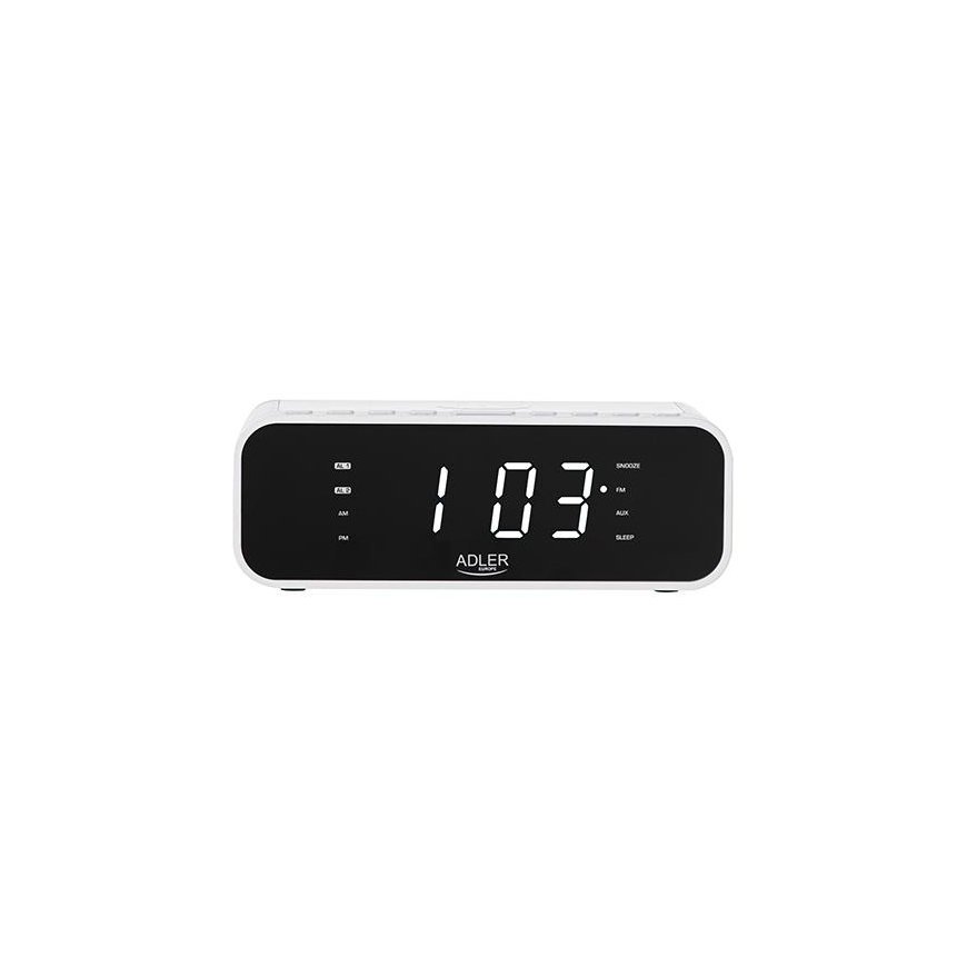 Adler Alarm Clock with Wireless Charger AD 1192W AUX in, Baltas, Alarm function – 4
