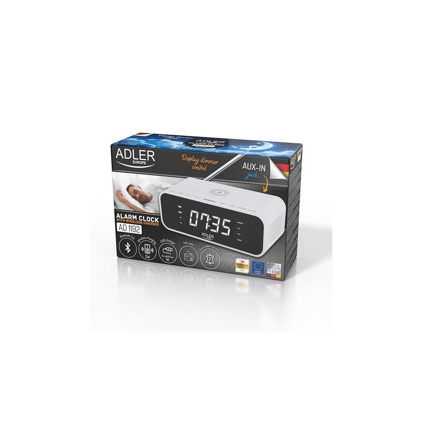 Adler Alarm Clock with Wireless Charger AD 1192W AUX in – 7