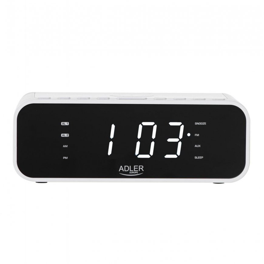 Adler Alarm Clock with Wireless Charger AD 1192W AUX in, White, Alarm function – 8