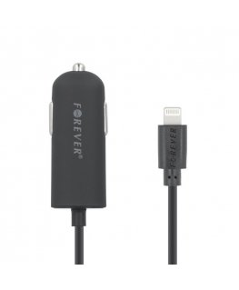 Forever M-02 2.1A (12V / 24V) Autolādētājs + Lightning Kabelis 1.2m Melns