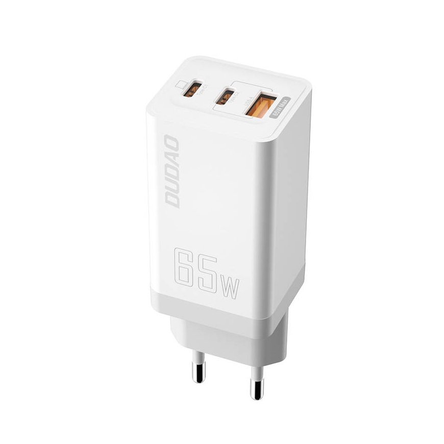 GaN 65W charger Dudao A7xsEU 2x USB-C + USB (white)