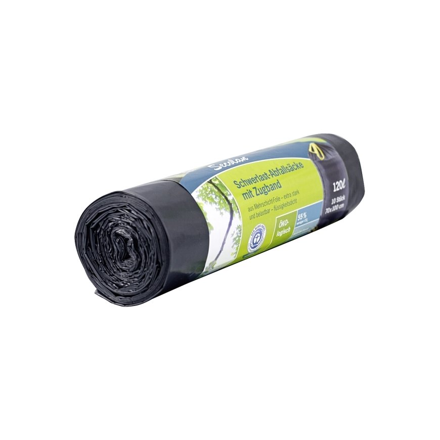 1x10 Secolan Duty Heavy Garbage Bags, drawstring 120 l grey/sw