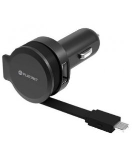 Paltinet PLCRRCC Universal IC Car charger 2.4A USB + Rolling Micro USB Cable Black
