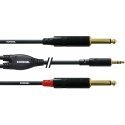 Cordial 3,5 mm stereo-male - 2 x 6,3 mm mono-male audiokaabel, 3m Cordial 3,5 mm stereo-male - 2 x 6,3 mm mono-male audiokaabel, 3m