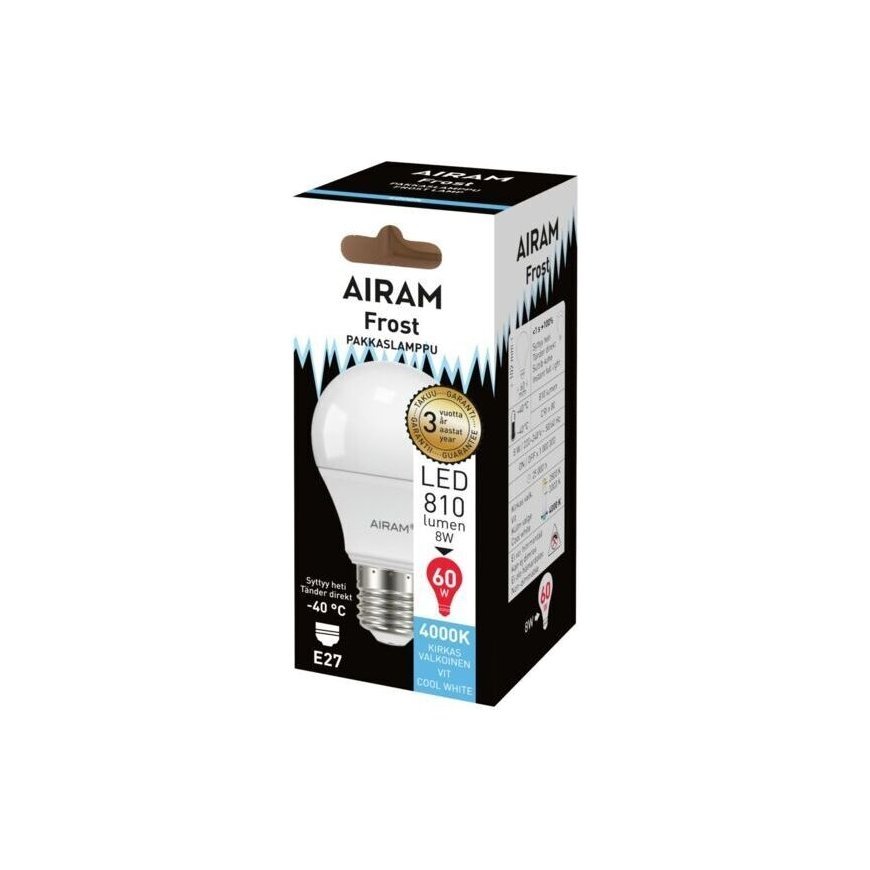 Airam LED 9.5 W frost lamp, E27, 4000K, 810 lm, opal – 2