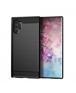 TakeMe TPU plāns aizmugures maks-apvalks ar KARBONA virsmas efektu priekš Samsung Galaxy Note10 (N970F) Melns