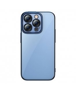 Baseus Glitter Transparent Case and Tempered Glass set for iPhone 14 Pro (blue)