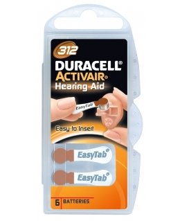 Duracell Battery Zinc Air, 312, 1.45V Activair, Retail Blister (6-Pack)