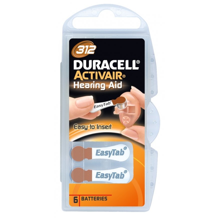 Duracell Battery Zinc Air, 312, 1.45V Activair, Retail Blister (6-Pack)