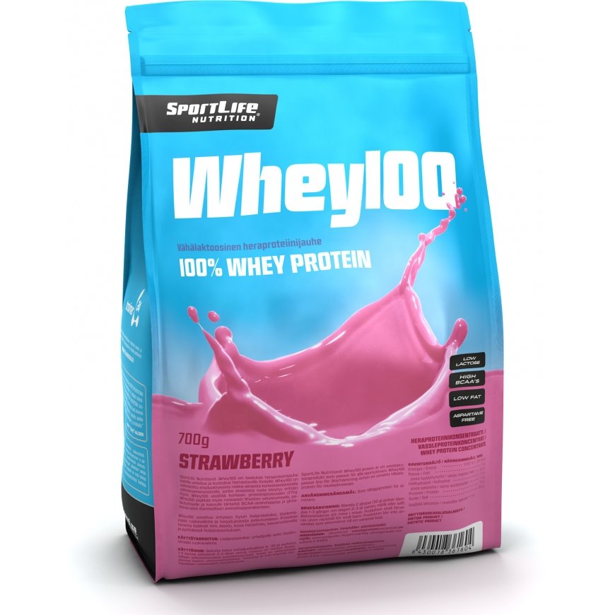 SportLife Whey100 zemeņu sūkalu olbaltumvielas, 700
