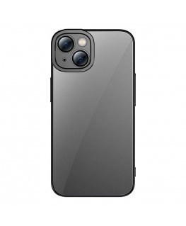 Baseus Glitter Transparent Case and Tempered Glass set for iPhone 14 Plus (black)