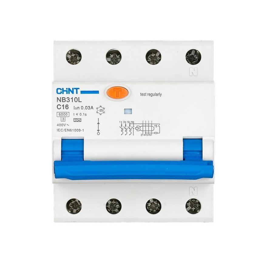 Chint Circuit breaker RCBO, NB310L/3N, 3P+N, C20, 30mA, A – 2