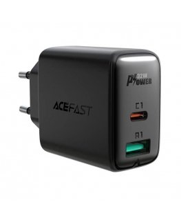 Acefast wall charger USB Type C / USB 32W, PPS, PD, QC 3.0, AFC, FCP black (A5 black)